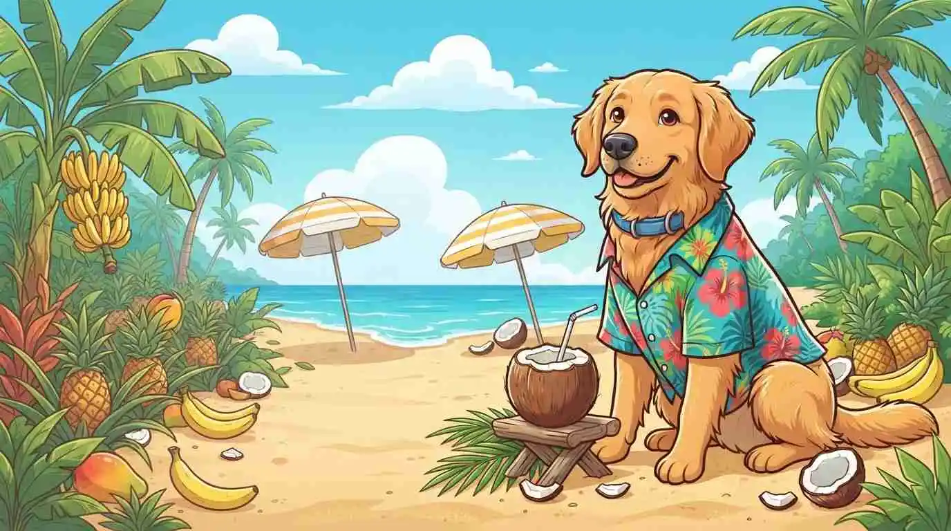 Cute dog with coconut puns