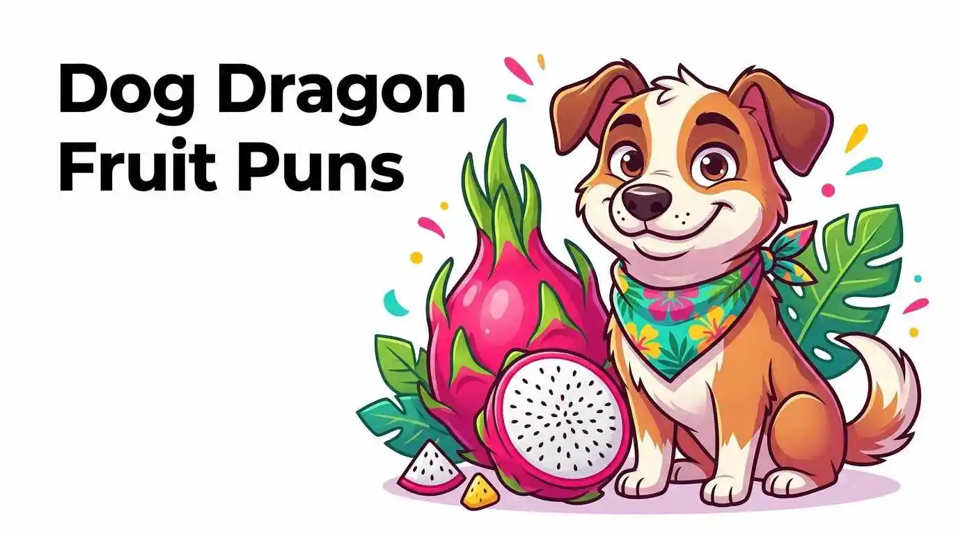 Funny dog with dragon fruit