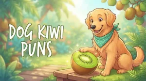 Cute dog with kiwi