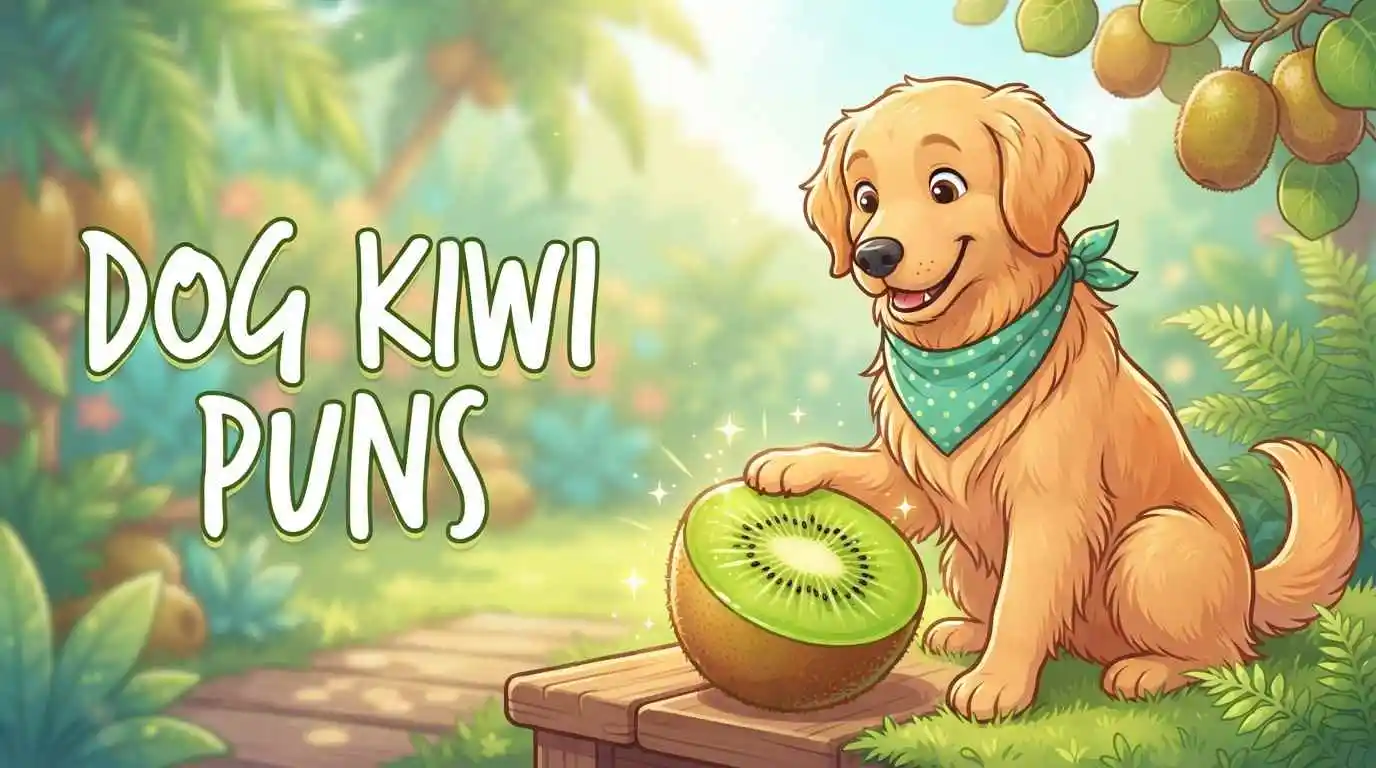 Cute dog with kiwi