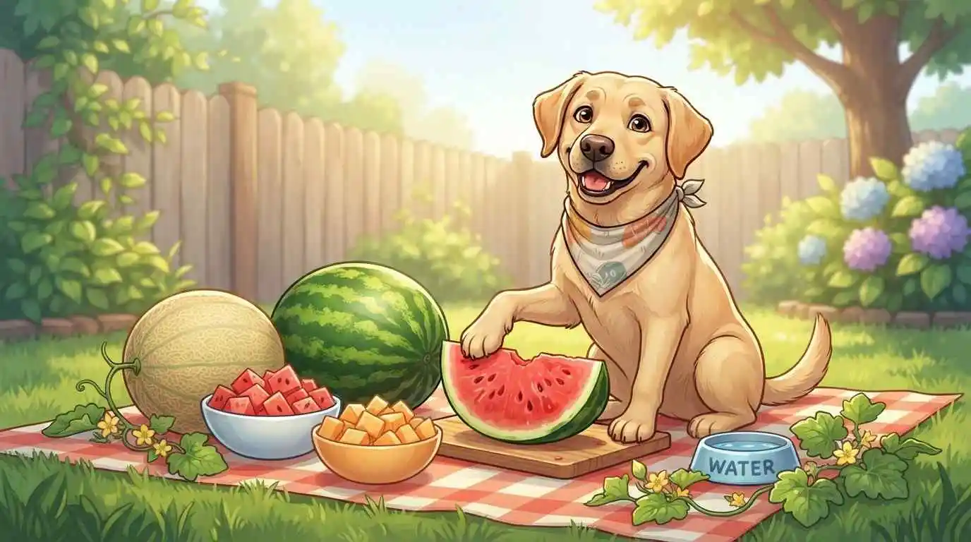 Funny dog with melons