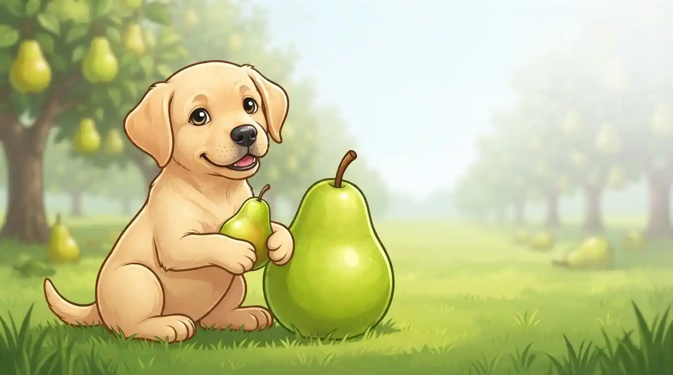 Cute dog with green pear