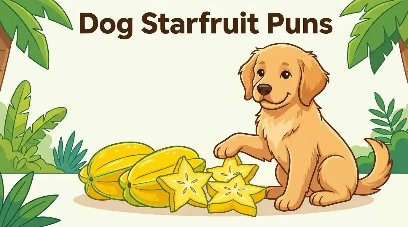 Cute dog with starfruit