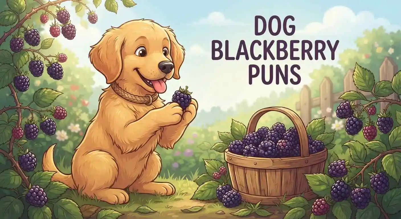 Funny dog with fresh blackberries