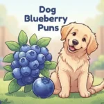 Cute puppy beside fresh blueberries