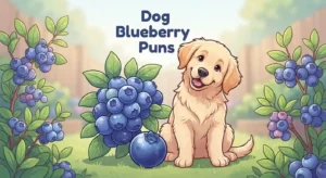 Cute puppy beside fresh blueberries