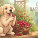 Funny dog with fresh raspberries