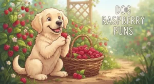 Funny dog with fresh raspberries