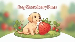 Cute dog with giant strawberry