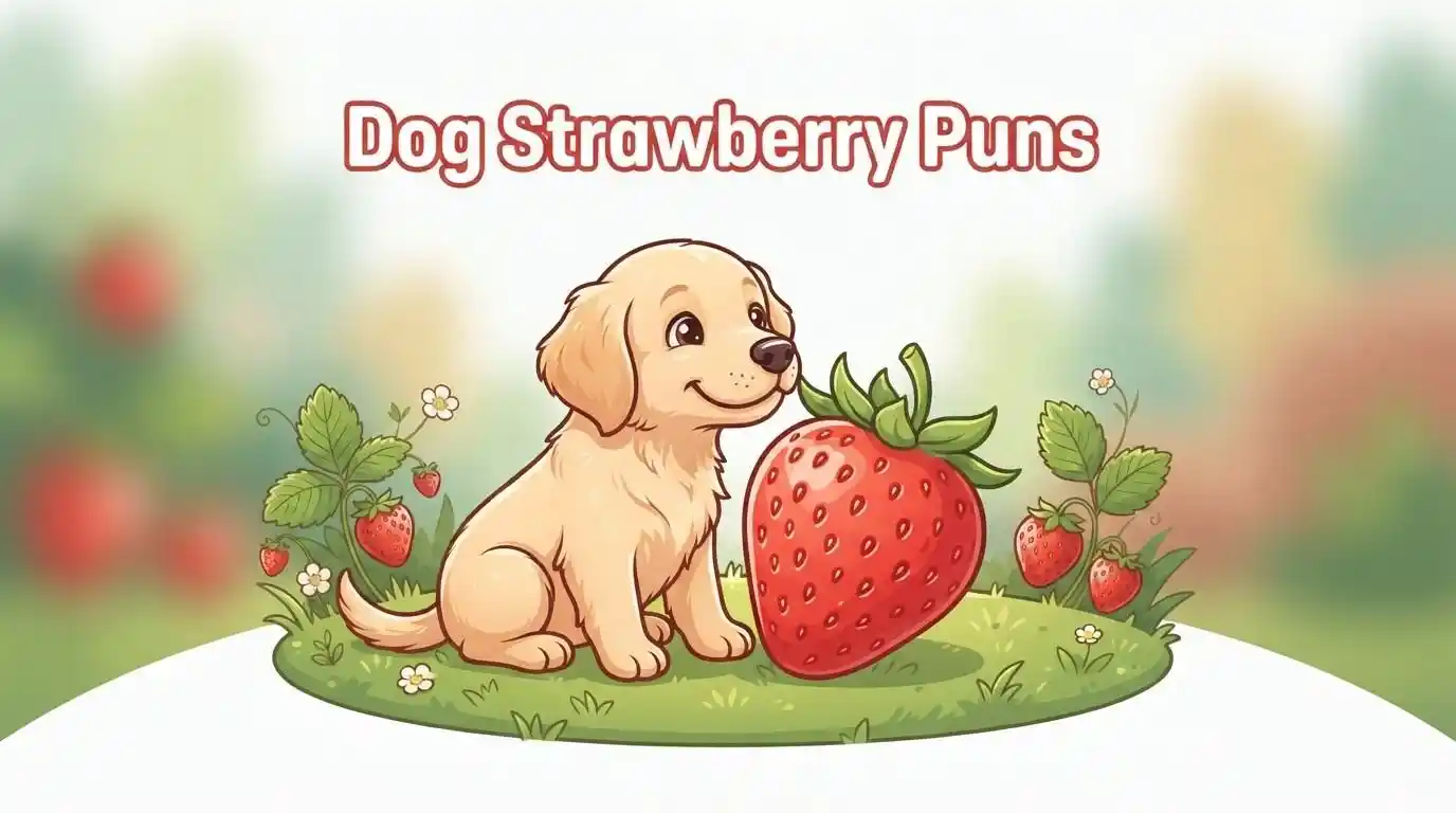 Cute dog with giant strawberry